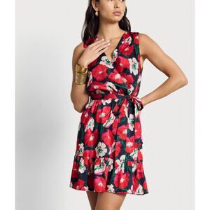 SAM EDELMAN Poppy Floral Mini Dress Navy Sz 14